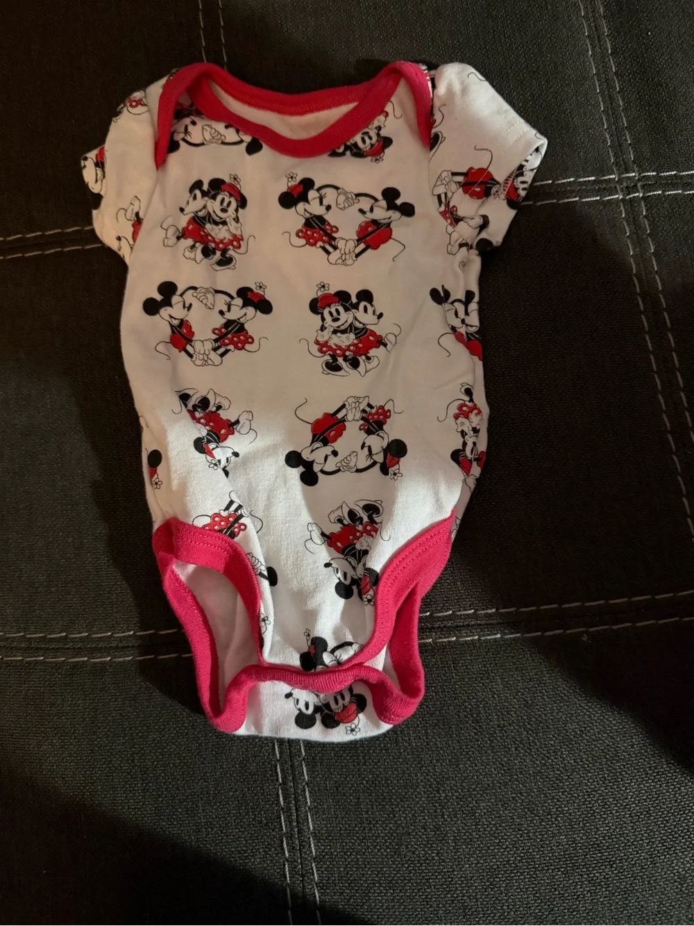 Disney Minnie Mouse Coral & Hot Pink Baby One-Piece Bodysuits Set